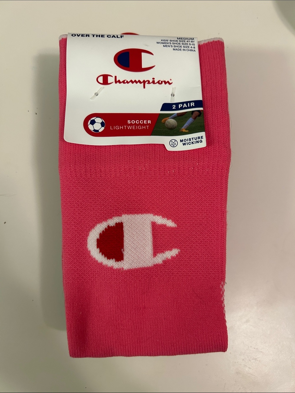Champion Pink Over-the-Calf Athletic Soccer Socks - 2 Pack